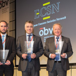 Bild 3: Från vänster: Michael Pauser (ECSN), Sivert Sundsbø och Tor Inge Vestre (Christie & Oppsahl AS), Kjell Sture Björvig (Statens vegvesen) och Ole H. Krokstrand (Norsk Betongförening).