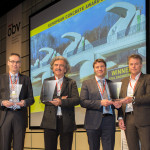 Bild 6: Från vänster: Michael Pauser (ECSN), Andreas Jancar (PORR Bau GmbH), Erich Wagner (Architekt), Wolfgang Göbl (Hinteregger BaugesmbH), Peter Mall (Teerag Asdag AG) och Martin Pfisterer (Salzburg AG).