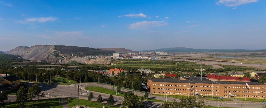 Kiruna, Sweden - August 6, 2014: View over Kiruna and the mines. The mines are expanded more and more, so at some point the whole city has to move. Photo: JoeBreuer/shutterstock.com